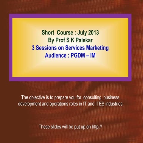 A short course on services marketing july 2 k13