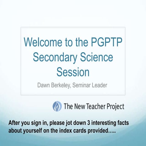 PGPTP Orientation Session Notes