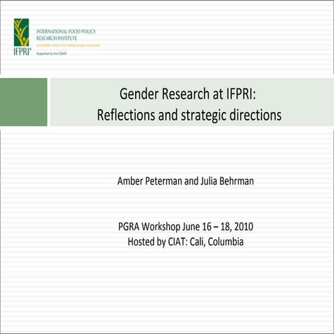 Gender Research at IFPRI