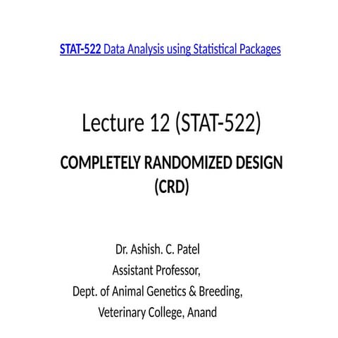 Complete Randomized Block Design (CRBD) and Randomized Block Design ...