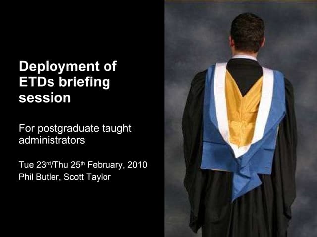 University of Manchester PGT Administrator ETD Briefing Session