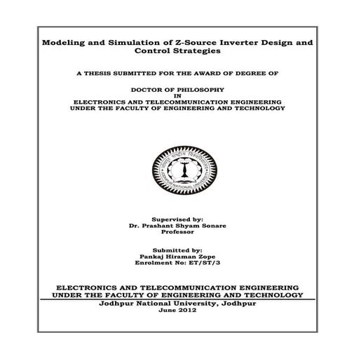 Ph.d. thesis  modeling and simulation of z source inverter design and its con...