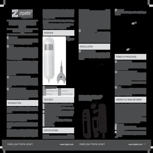 Ph pat02 - zipato flood multisensor 3 in 1 user manual v1.0