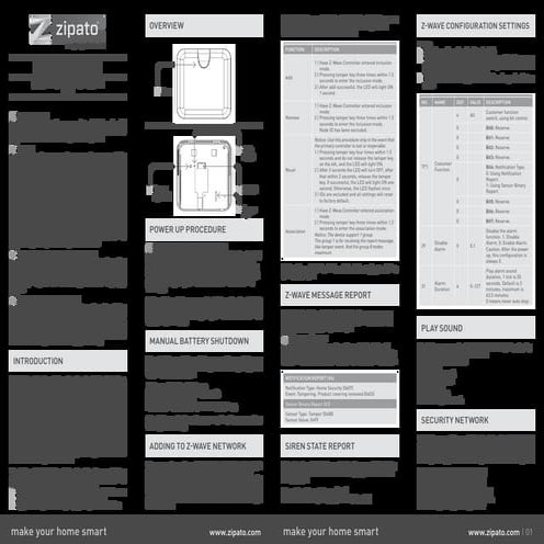 Pse02 - zipato siren user manual v1.2 English