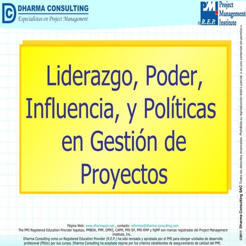 Liderazgo, Poder, Influencia y Políticas en la Gestión de Proyectos | PPT