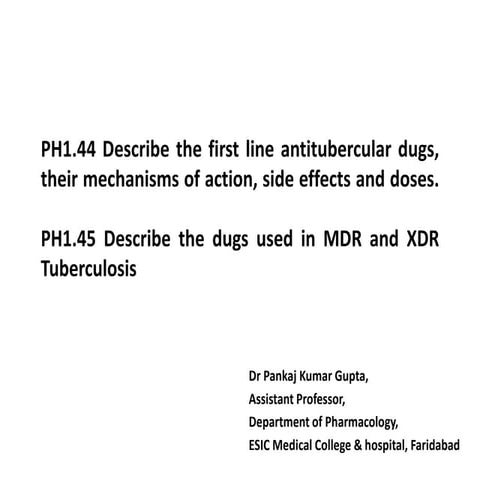 Antitubercular drugs & management of MDR & XDR