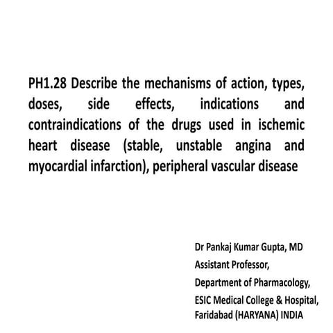 PH1.28 Describe the mechanisms of action, types, doses, side effects, indicat...