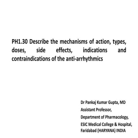 PH1.30 Describe the mechanisms of action, types, doses, side effects, indicat...