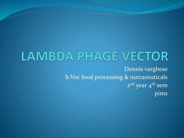 Phage vector bacteriophage