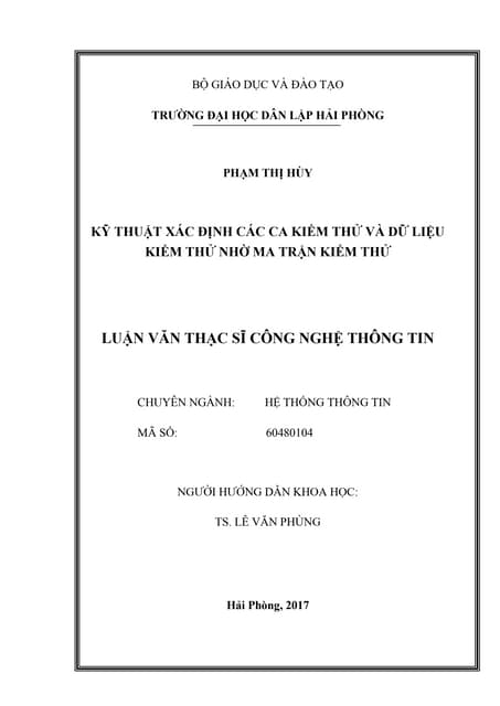 Luận văn: Xác định các ca kiểm thử và dữ liệu kiểm thử, HAY