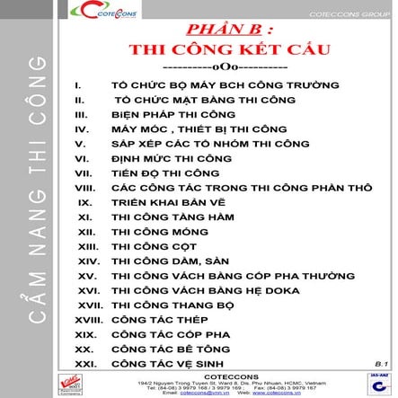 Phần B: Thi công kết cấu - Tài liệu CoteCcons - Cẩm nang thi công CoteCcons -...