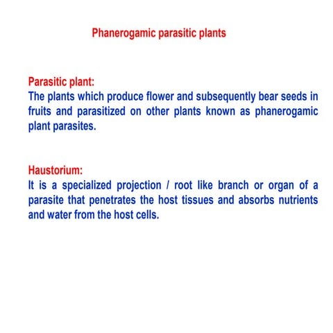 Phanerogamic plant parasites