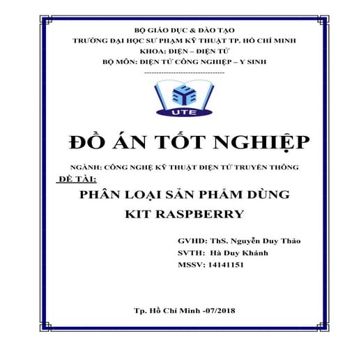 Luận văn: Phân loại sản phẩm dùng Kit Raspberry, HAY, 9đ