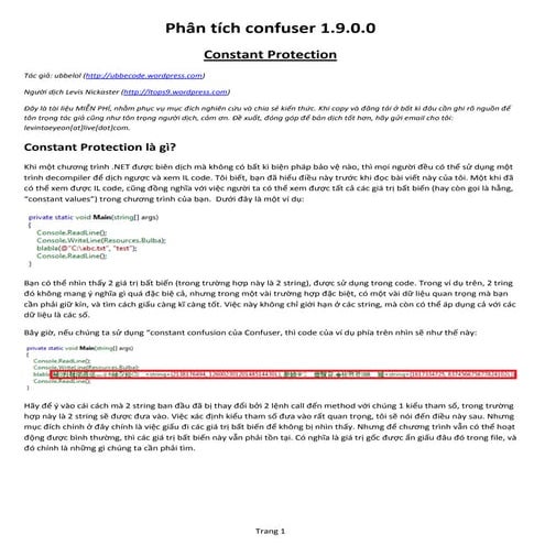Phân tích Confuser 1.9.0.0 - Constant Protection - Bản dịch
