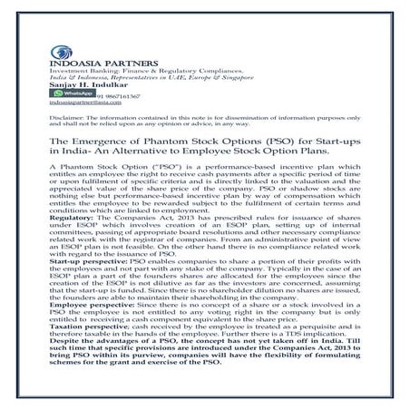 Phantom stock options  start up