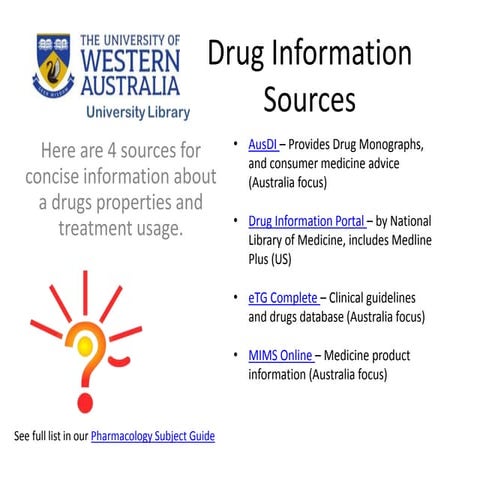 Phar1101 Drug Information Sources