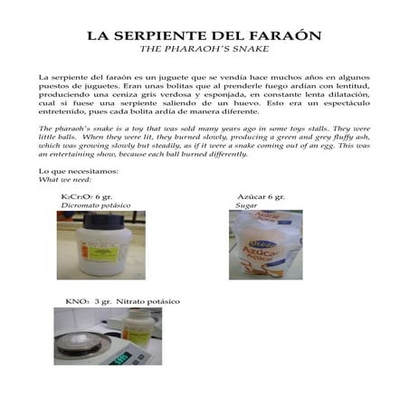 Pharaoh's snake  at the chemist lab.