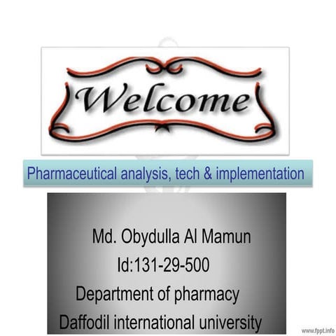 Pharmaceutical analysis, tech & implementation