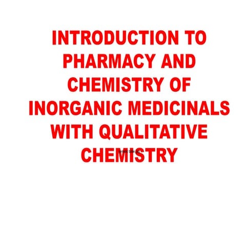 Pharmaceutical chemistry of inorganic medicinals