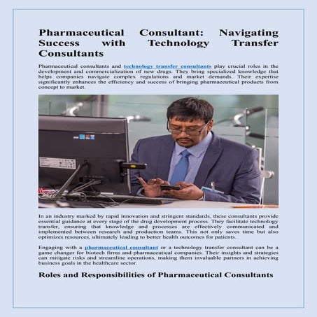 Pharmaceutical Consultant Navigating Success with Technology Transfer Consultants.docx