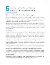 Pharmaceutical contract manufacturing