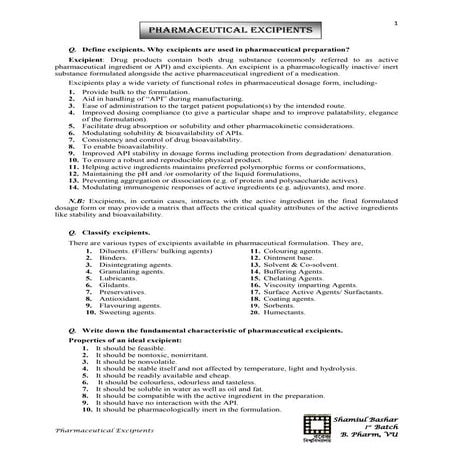 Pharmaceutical excipients edited