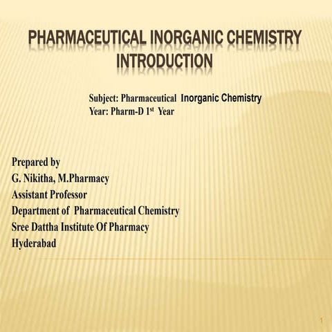 Pharmaceutical inorganic chemistry introduction