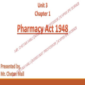 PHARMACEUTICAL JURISPRUDENCE (BP 505 T) Unit 3