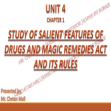 PHARMACEUTICAL JURISPRUDENCE (BP 505 T ) Unit 4