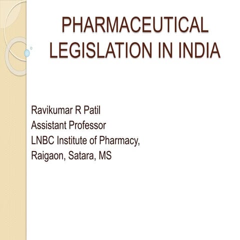 Pharmaceutical legislation in India