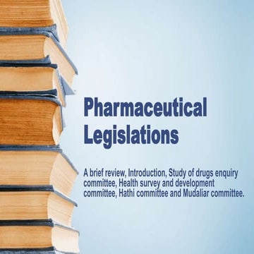 Pharmaceutical Legislations Notes (Pharmaceutical Jurisprudence Ist)