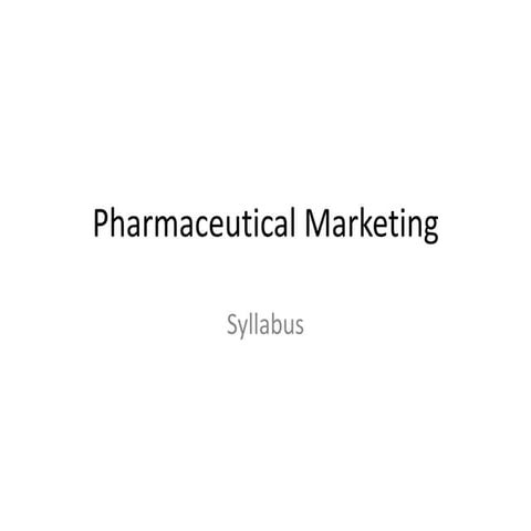 Pharmaceutical marketing course