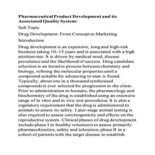 Pharmaceutical product development and its associated quality system 01