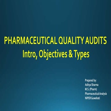Pharmaceutical Quality Audits - Intro, Objectives & Types 