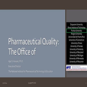 Pharmaceutical Quality - The Office of | PPT