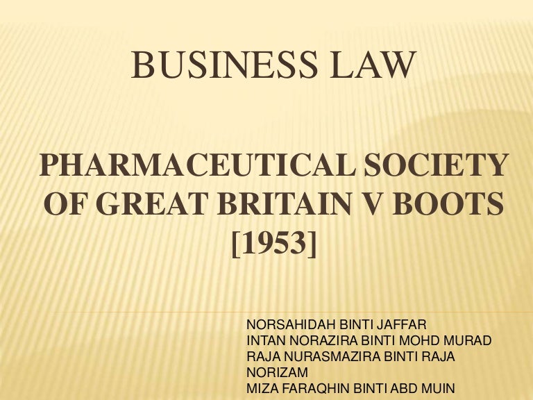 Pharmaceutical society of great britain v boots