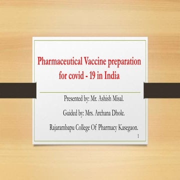 Pharmaceutical vaccine preparation for COVID-19 in india 