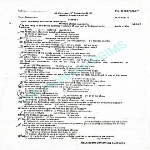 Physical Pharmaceutics-I