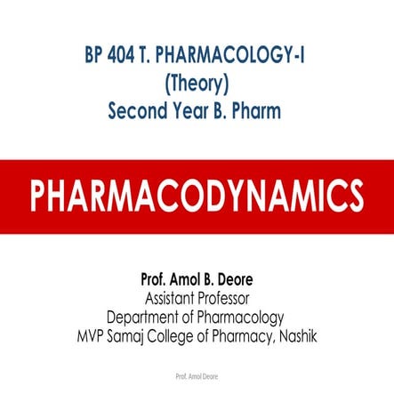 Pharmacodynamics and classification of receptors