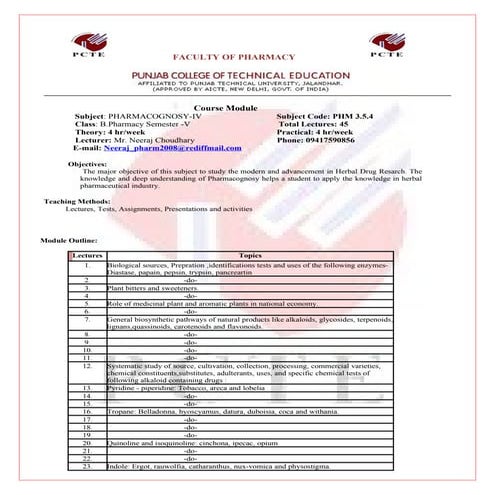 Pharmacognosy 5th sem