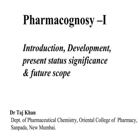 Pharmacognosy introduction