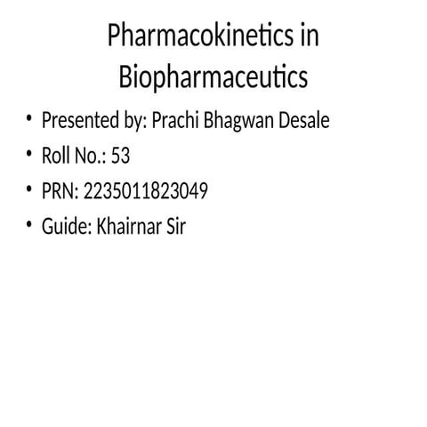 pharmacokinetics in drug development | PPTX