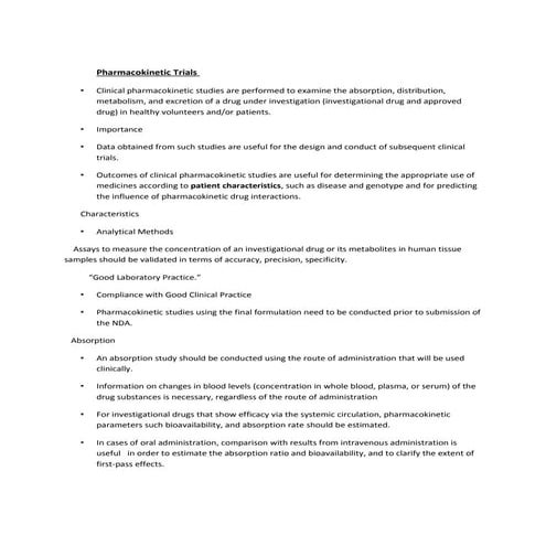 Pharmacokinetic trials