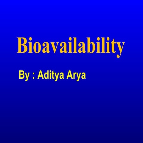 Pharmacology   bioavailability