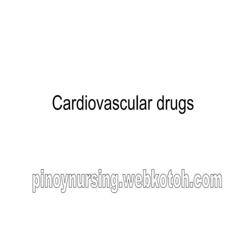 Cardiovascular Pharmacology | Definition | Disorders | Drugs | PPTX