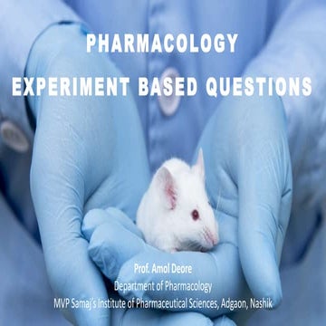 Pharmacology Experiment based Questions For D. Pharm