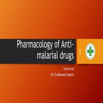 Pharmacology of anti malarial drugs
