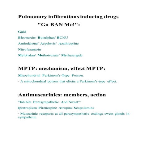 Pharmacology pneumonic 