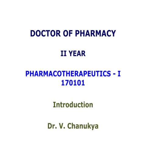 Pharmacotherapeutics  1 intro