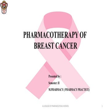 Pharmacotherapy & Pathophysiology of Breast Cancer
